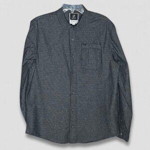 Split Pinstriped Cotton Shirt Black Gray Men's Large